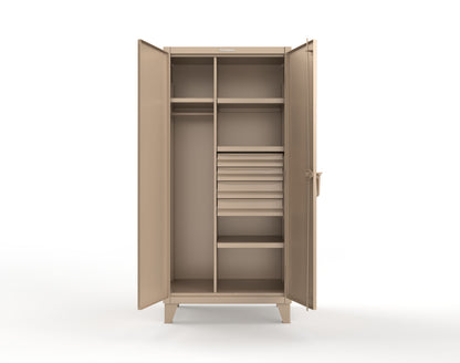 Extreme Duty 12 GA Uniform Cabinet with 4 Drawers, 4 Shelves - 36 In. W x 24 In. D x 78 In. H - 36-W-244-4DB-1019