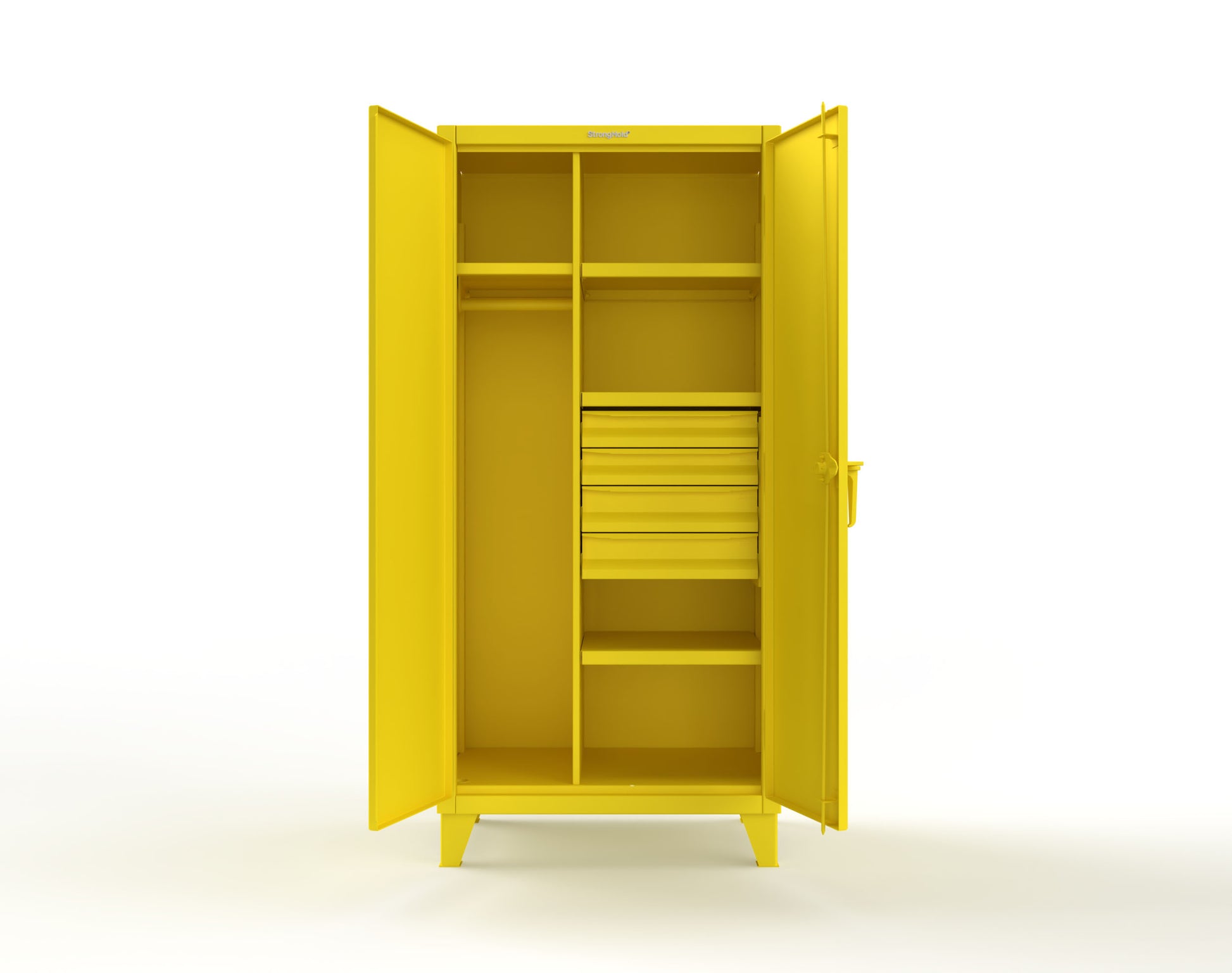 Extreme Duty 12 GA Uniform Cabinet with 4 Drawers, 4 Shelves - 36 In. W x 24 In. D x 78 In. H - 36-W-244-4DB-1021