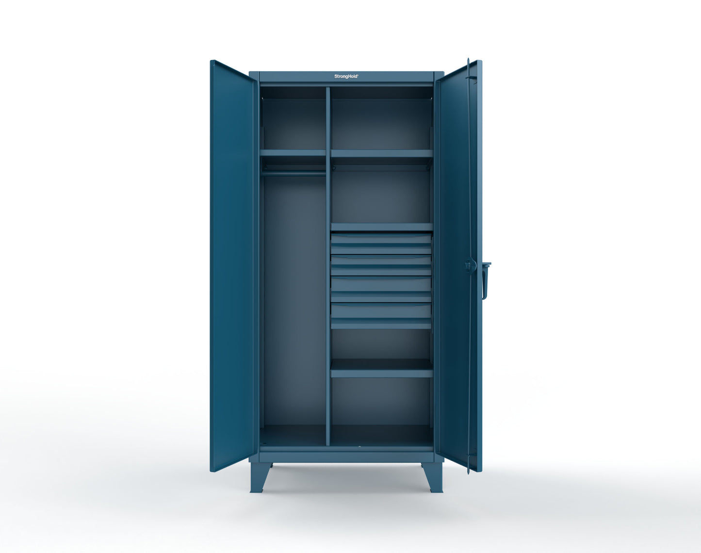 Extreme Duty 12 GA Uniform Cabinet with 4 Drawers, 4 Shelves - 36 In. W x 24 In. D x 78 In. H - 36-W-244-4DB-5001