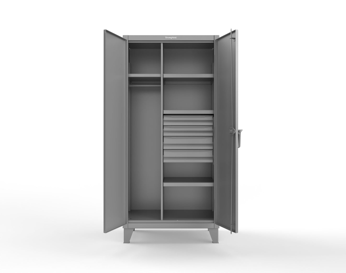 Extreme Duty 12 GA Uniform Cabinet with 4 Drawers, 4 Shelves - 36 In. W x 24 In. D x 78 In. H - 36-W-244-4DB-7037
