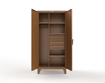 Extreme Duty 12 GA Uniform Cabinet with 4 Drawers, 4 Shelves - 36 In. W x 24 In. D x 78 In. H - 36-W-244-4DB-8008