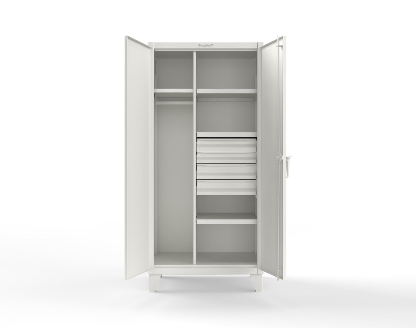 Extreme Duty 12 GA Uniform Cabinet with 4 Drawers, 4 Shelves - 36 In. W x 24 In. D x 78 In. H - 36-W-244-4DB-9003