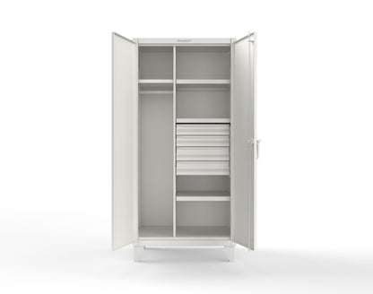 Extreme Duty 12 GA Uniform Cabinet with 4 Drawers, 4 Shelves - 36 In. W x 24 In. D x 78 In. H - 36-W-244-4DB-9003