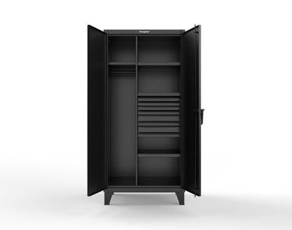 Extreme Duty 12 GA Uniform Cabinet with 4 Drawers, 4 Shelves - 36 In. W x 24 In. D x 78 In. H - 36-W-244-4DB-9005