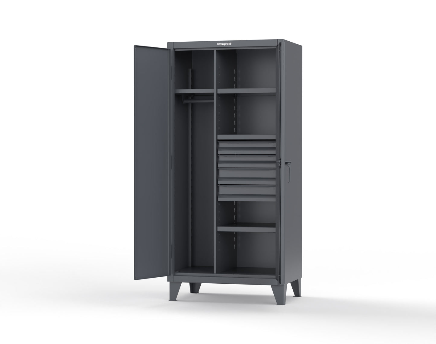 Extreme Duty 12 GA Uniform Cabinet with 4 Drawers, 4 Shelves - 36 In. W x 24 In. D x 78 In. H - 36-W-244-4DB-7024