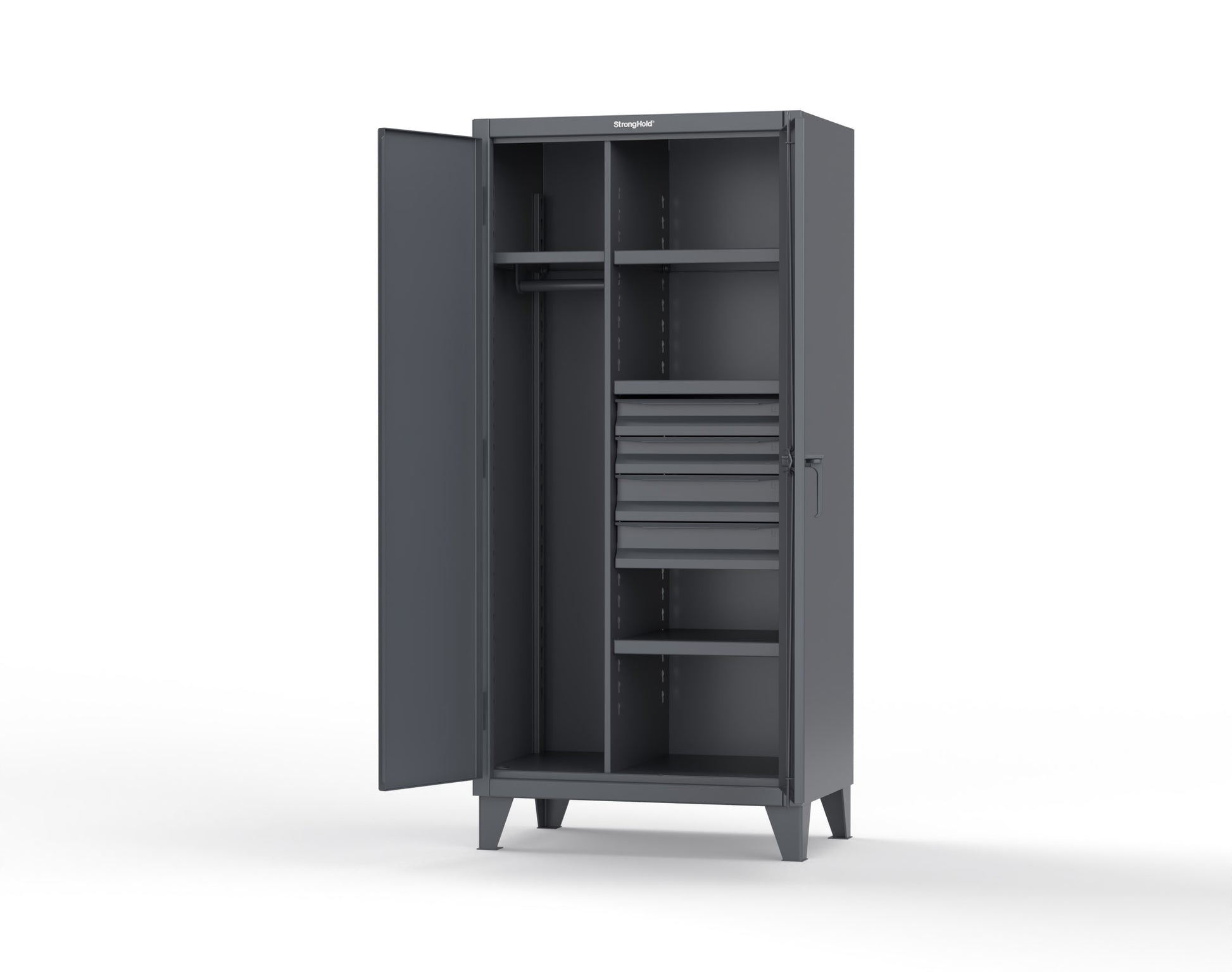 Extreme Duty 12 GA Uniform Cabinet with 4 Drawers, 4 Shelves - 36 In. W x 24 In. D x 78 In. H - 36-W-244-4DB-7024
