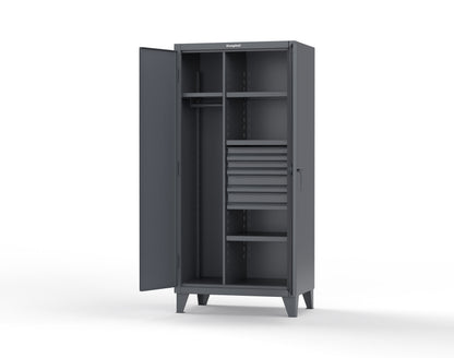 Extreme Duty 12 GA Uniform Cabinet with 4 Drawers, 4 Shelves - 36 In. W x 24 In. D x 78 In. H - 36-W-244-4DB-7024