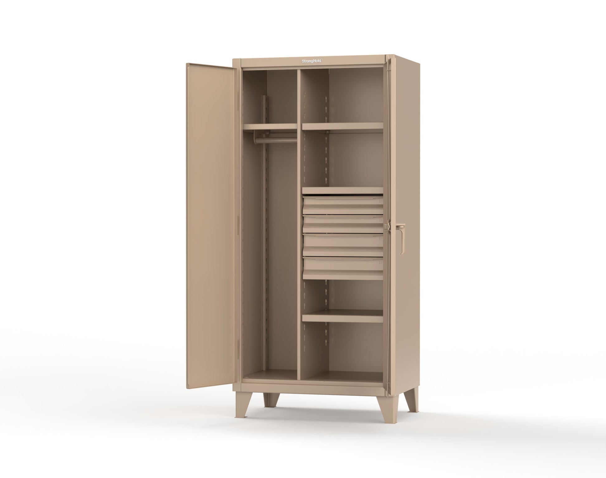 Extreme Duty 12 GA Uniform Cabinet with 4 Drawers, 4 Shelves - 36 In. W x 24 In. D x 78 In. H - 36-W-244-4DB-1019