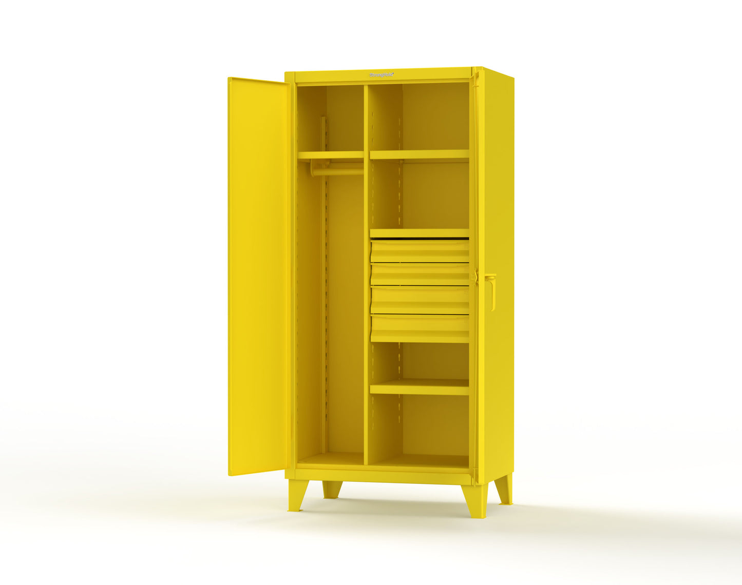 Extreme Duty 12 GA Uniform Cabinet with 4 Drawers, 4 Shelves - 36 In. W x 24 In. D x 78 In. H - 36-W-244-4DB-1021