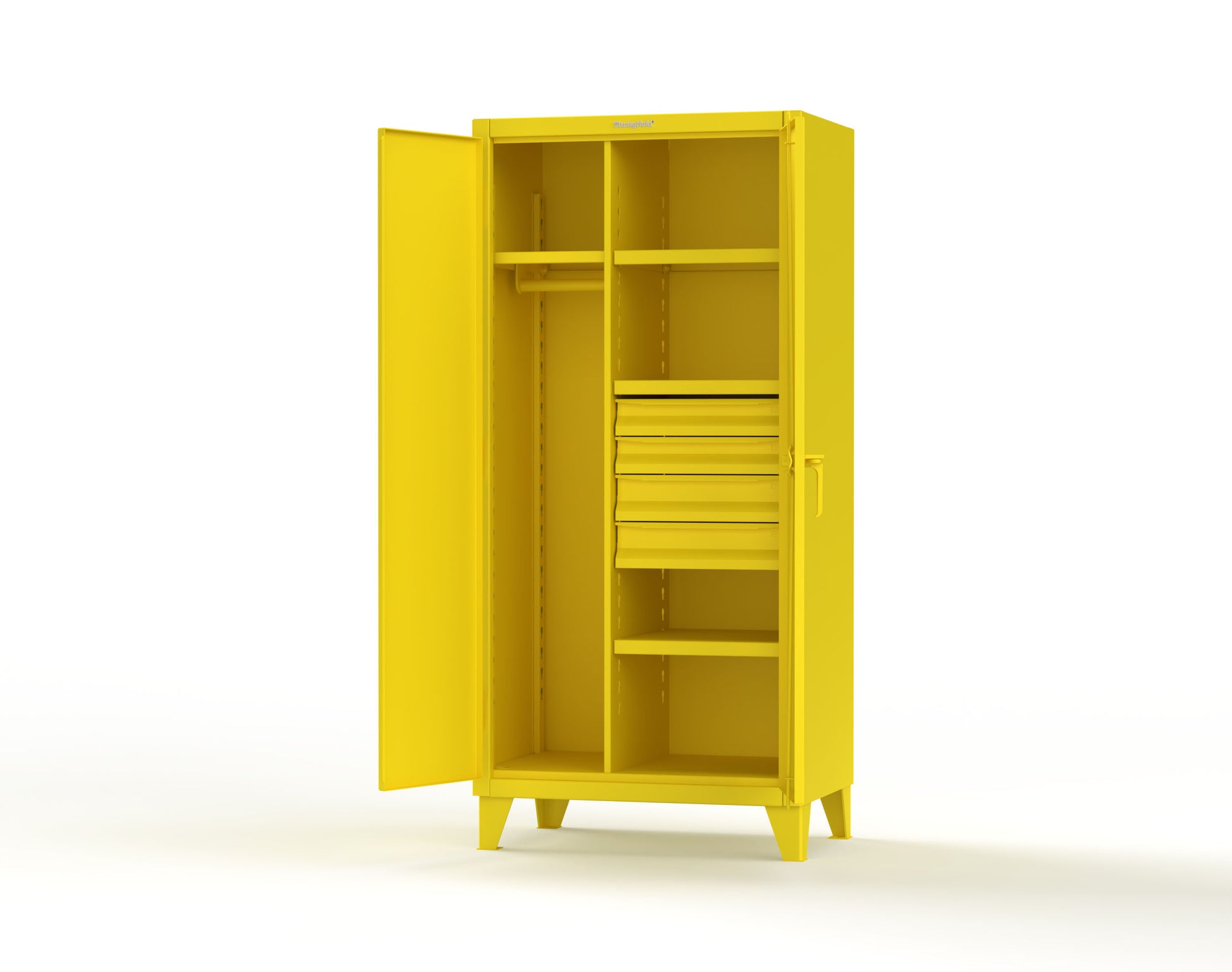 Extreme Duty 12 GA Uniform Cabinet with 4 Drawers, 4 Shelves - 36 In. W x 24 In. D x 78 In. H - 36-W-244-4DB-1021