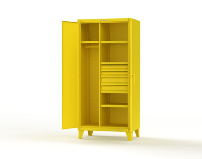 Extreme Duty 12 GA Uniform Cabinet with 4 Drawers, 4 Shelves - 36 In. W x 24 In. D x 78 In. H - 36-W-244-4DB-1021