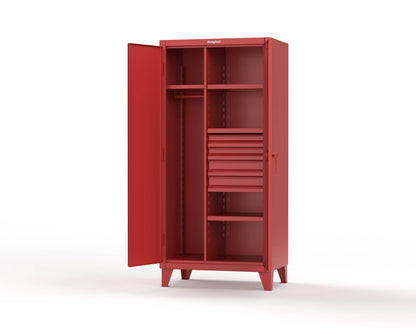 Extreme Duty 12 GA Uniform Cabinet with 4 Drawers, 4 Shelves - 36 In. W x 24 In. D x 78 In. H - 36-W-244-4DB-3001