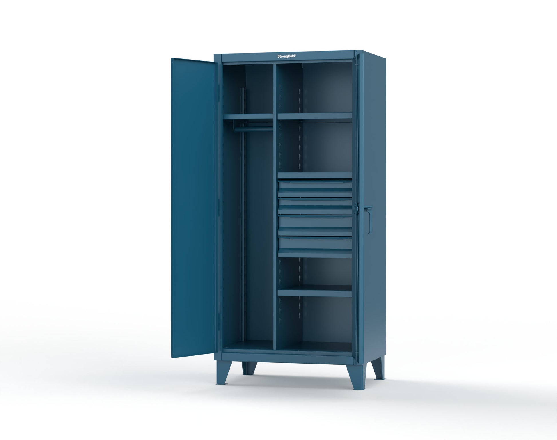 Extreme Duty 12 GA Uniform Cabinet with 4 Drawers, 4 Shelves - 36 In. W x 24 In. D x 78 In. H - 36-W-244-4DB-5001
