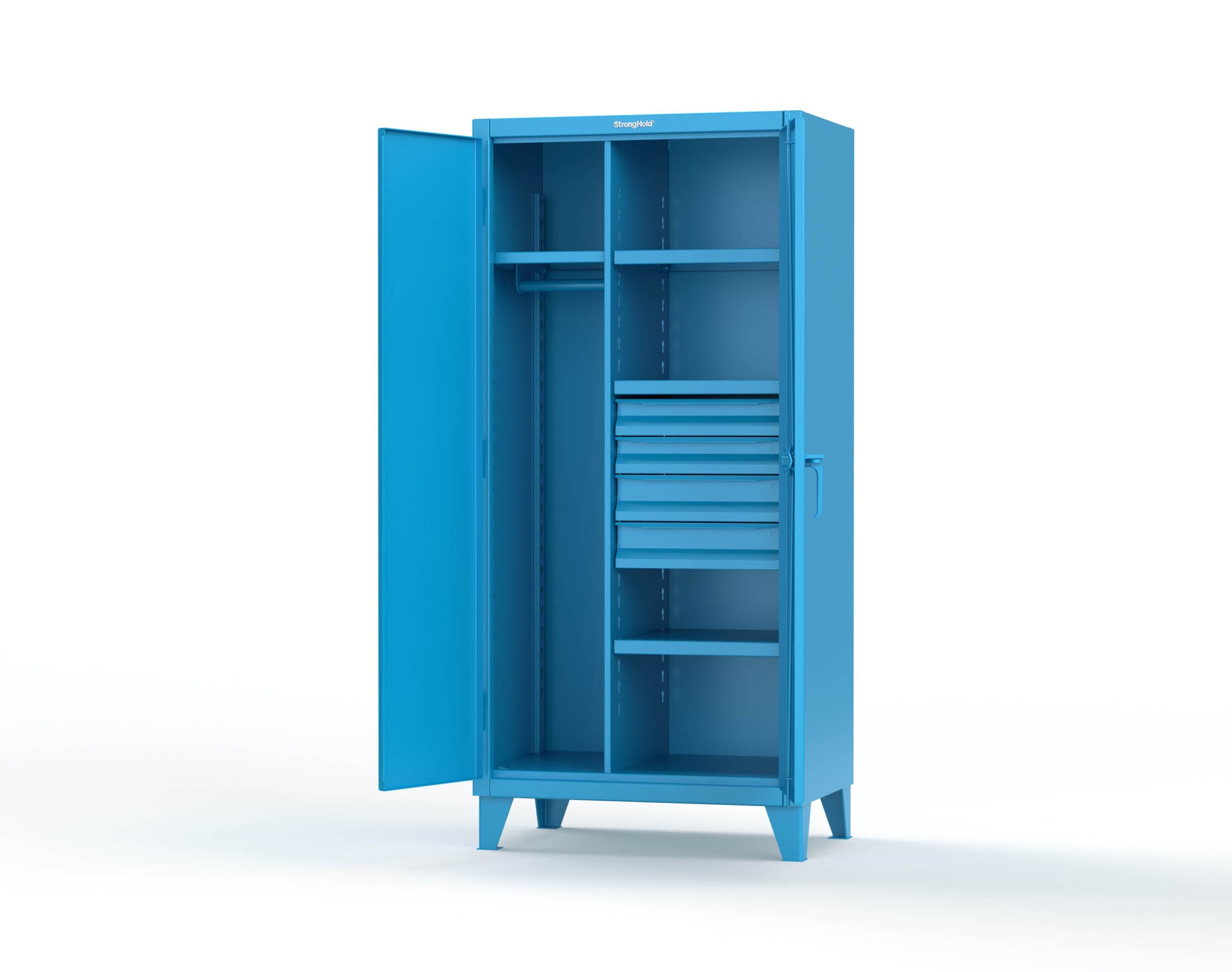 Extreme Duty 12 GA Uniform Cabinet with 4 Drawers, 4 Shelves - 36 In. W x 24 In. D x 78 In. H - 36-W-244-4DB-5012