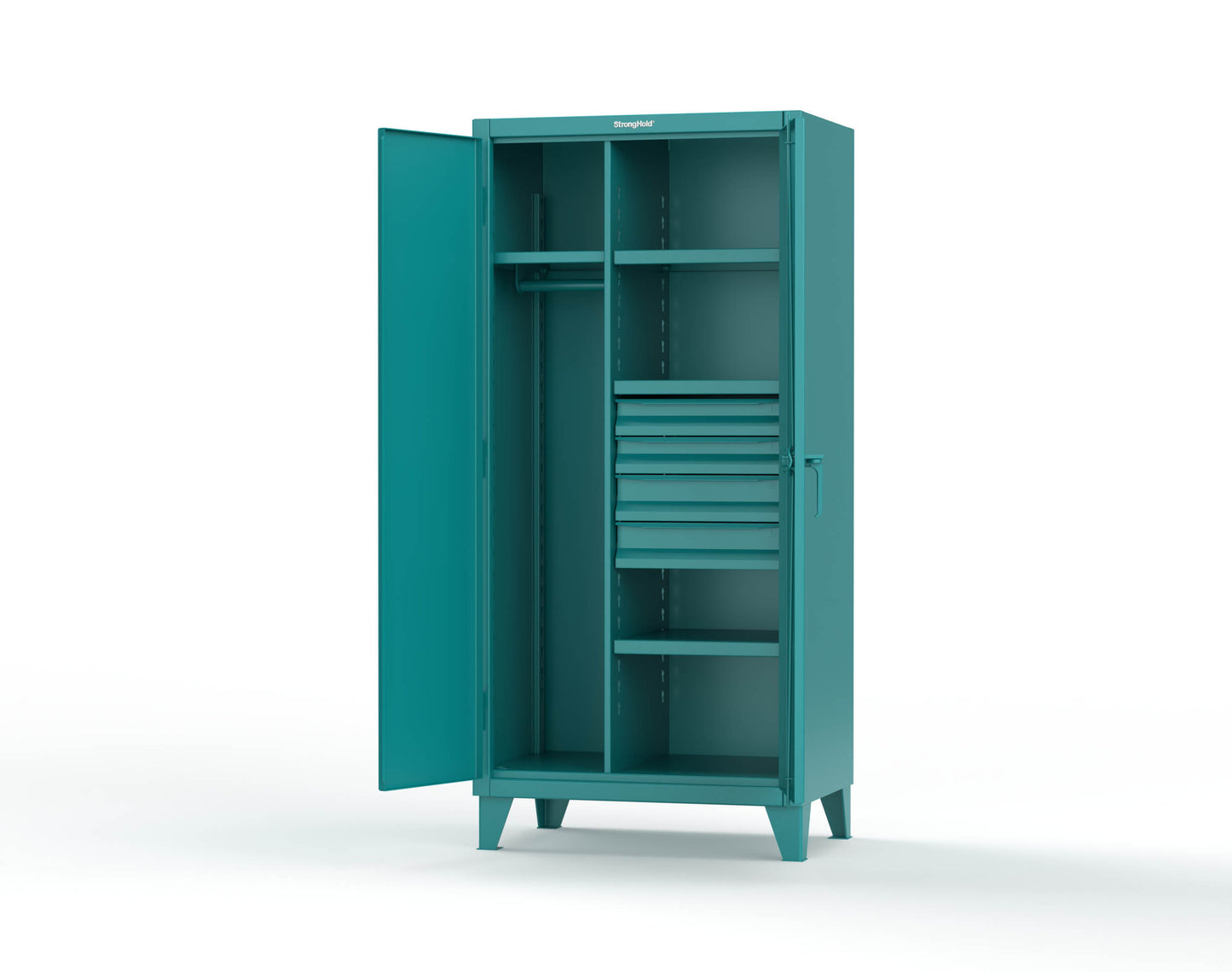 Extreme Duty 12 GA Uniform Cabinet with 4 Drawers, 4 Shelves - 36 In. W x 24 In. D x 78 In. H - 36-W-244-4DB-5021