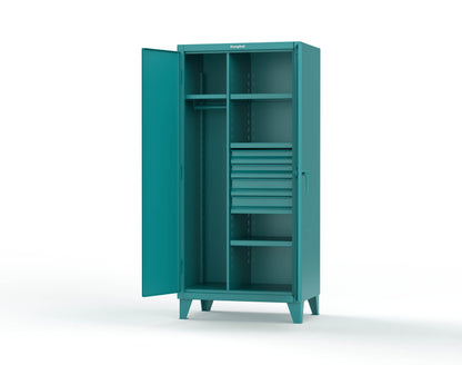 Extreme Duty 12 GA Uniform Cabinet with 4 Drawers, 4 Shelves - 36 In. W x 24 In. D x 78 In. H - 36-W-244-4DB-5021