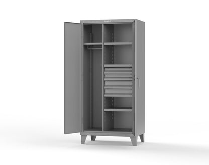 Extreme Duty 12 GA Uniform Cabinet with 4 Drawers, 4 Shelves - 36 In. W x 24 In. D x 78 In. H - 36-W-244-4DB-7037