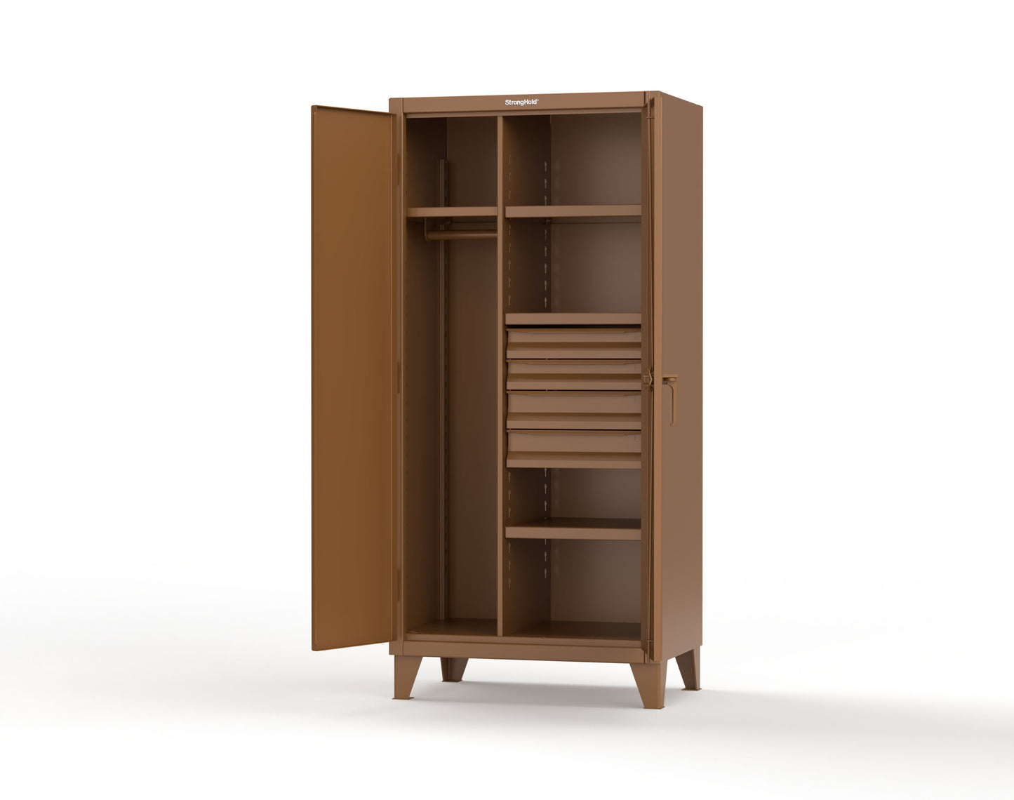 Extreme Duty 12 GA Uniform Cabinet with 4 Drawers, 4 Shelves - 36 In. W x 24 In. D x 78 In. H - 36-W-244-4DB-8008