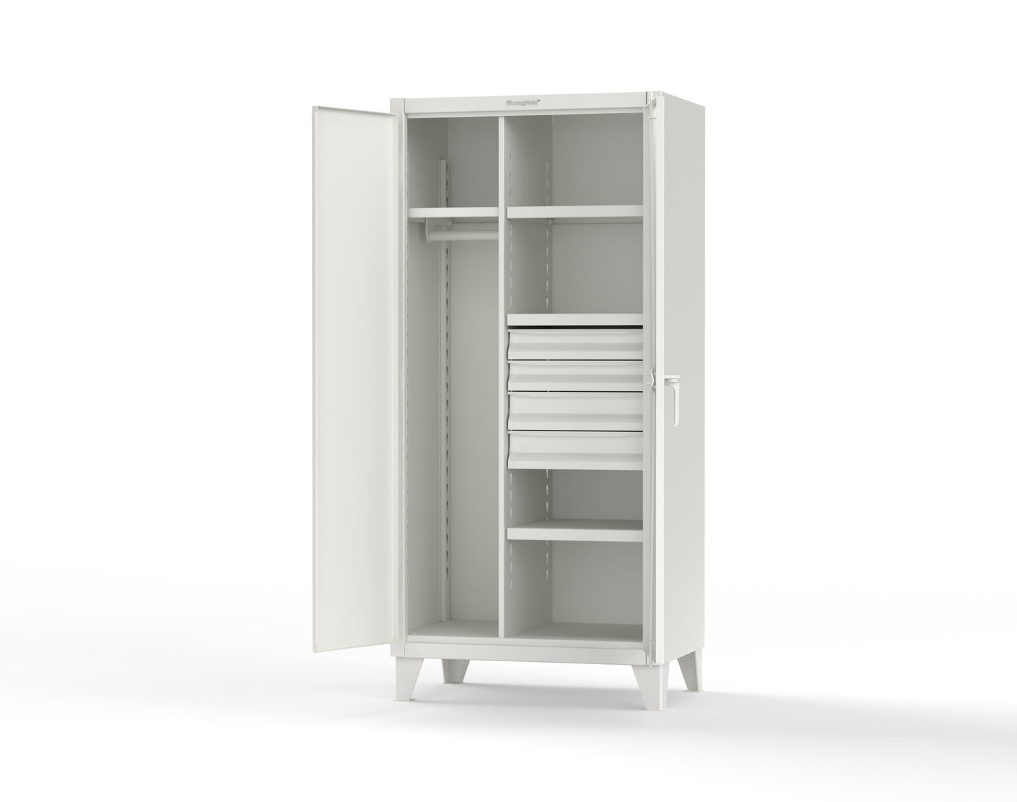 Extreme Duty 12 GA Uniform Cabinet with 4 Drawers, 4 Shelves - 36 In. W x 24 In. D x 78 In. H - 36-W-244-4DB-9003