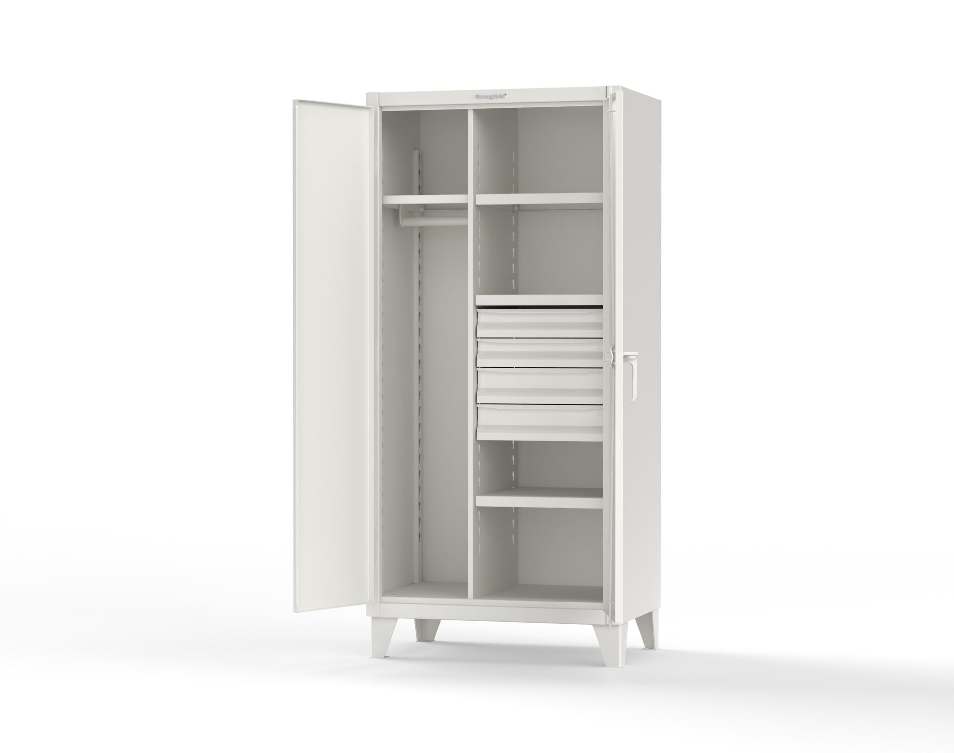 Extreme Duty 12 GA Uniform Cabinet with 4 Drawers, 4 Shelves - 36 In. W x 24 In. D x 78 In. H - 36-W-244-4DB-9003