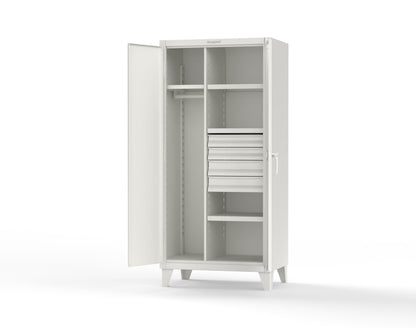 Extreme Duty 12 GA Uniform Cabinet with 4 Drawers, 4 Shelves - 36 In. W x 24 In. D x 78 In. H - 36-W-244-4DB-9003