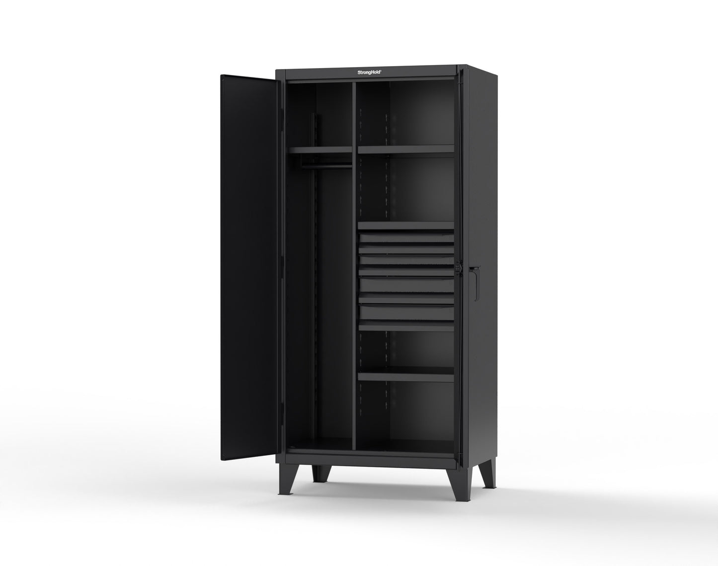 Extreme Duty 12 GA Uniform Cabinet with 4 Drawers, 4 Shelves - 36 In. W x 24 In. D x 78 In. H - 36-W-244-4DB-9005