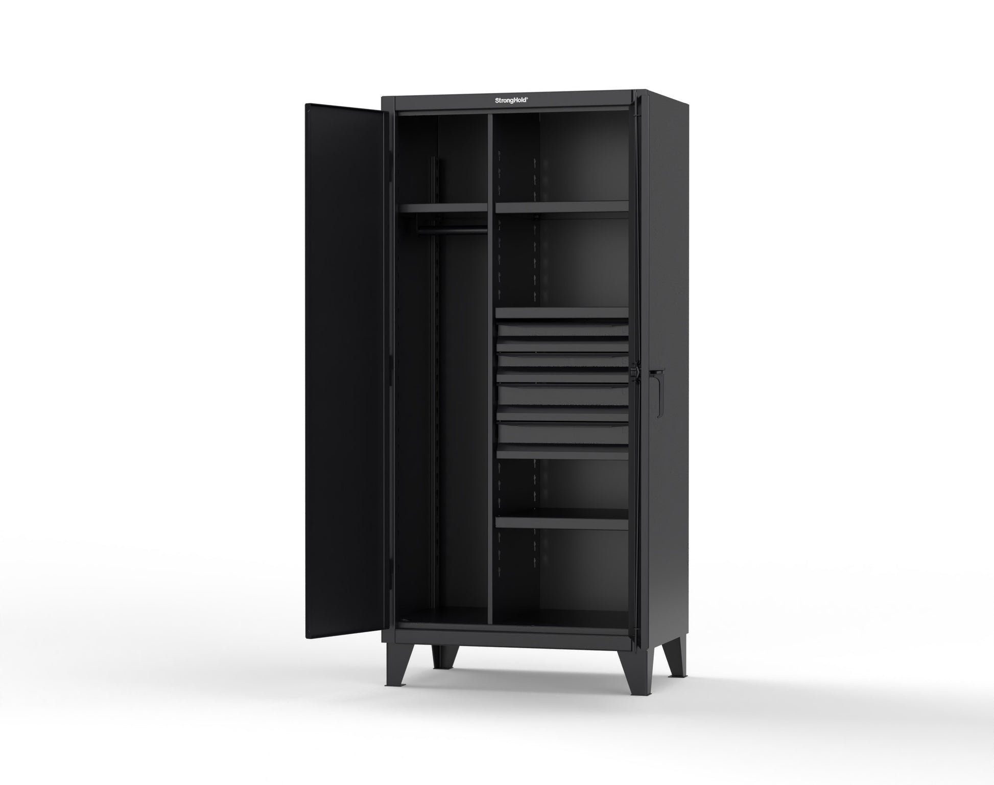 Extreme Duty 12 GA Uniform Cabinet with 4 Drawers, 4 Shelves - 36 In. W x 24 In. D x 78 In. H - 36-W-244-4DB-9005