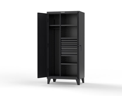 Extreme Duty 12 GA Uniform Cabinet with 4 Drawers, 4 Shelves - 36 In. W x 24 In. D x 78 In. H - 36-W-244-4DB-9005