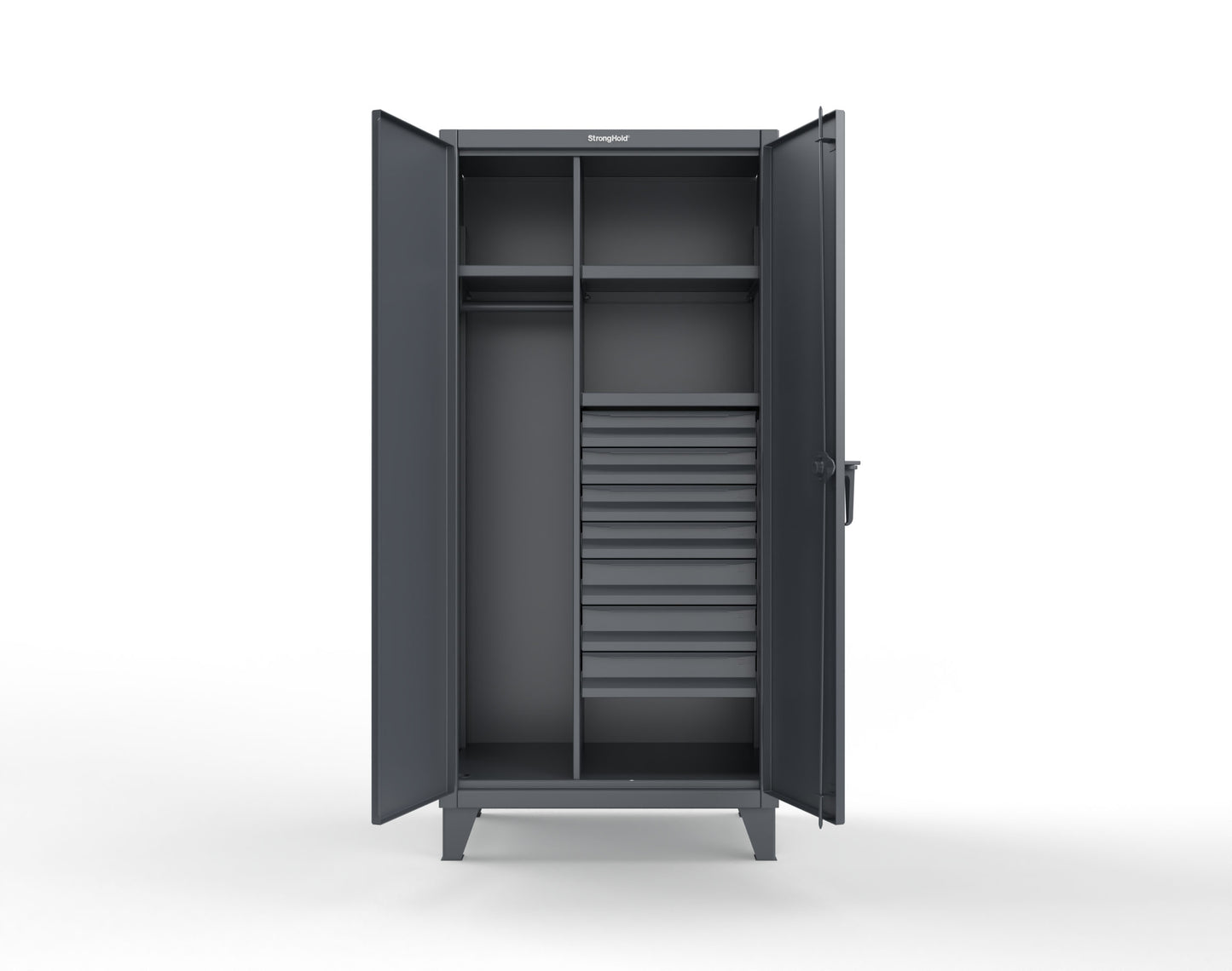 Extreme Duty 12 GA Uniform Cabinet with 7 Drawers, 3 Shelves - 36 In. W x 24 In. D x 78 In. H - 36-W-243-7DB-7024