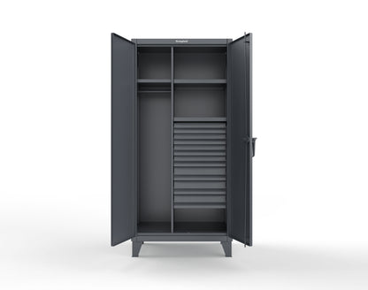Extreme Duty 12 GA Uniform Cabinet with 7 Drawers, 3 Shelves - 36 In. W x 24 In. D x 78 In. H - 36-W-243-7DB-7024