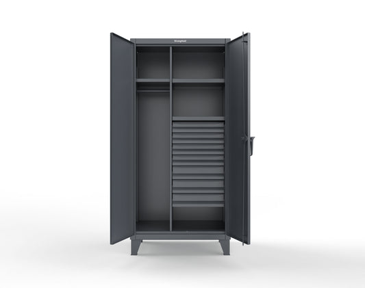 Extreme Duty 12 GA Uniform Cabinet with 7 Drawers, 3 Shelves - 36 In. W x 24 In. D x 78 In. H - 36-W-243-7DB-7024