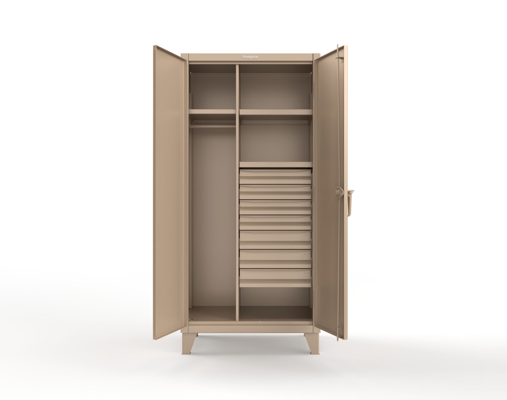 Extreme Duty 12 GA Uniform Cabinet with 7 Drawers, 3 Shelves - 36 In. W x 24 In. D x 78 In. H - 36-W-243-7DB-1019