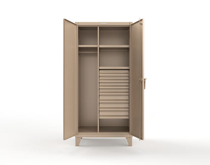 Extreme Duty 12 GA Uniform Cabinet with 7 Drawers, 3 Shelves - 36 In. W x 24 In. D x 78 In. H - 36-W-243-7DB-1019