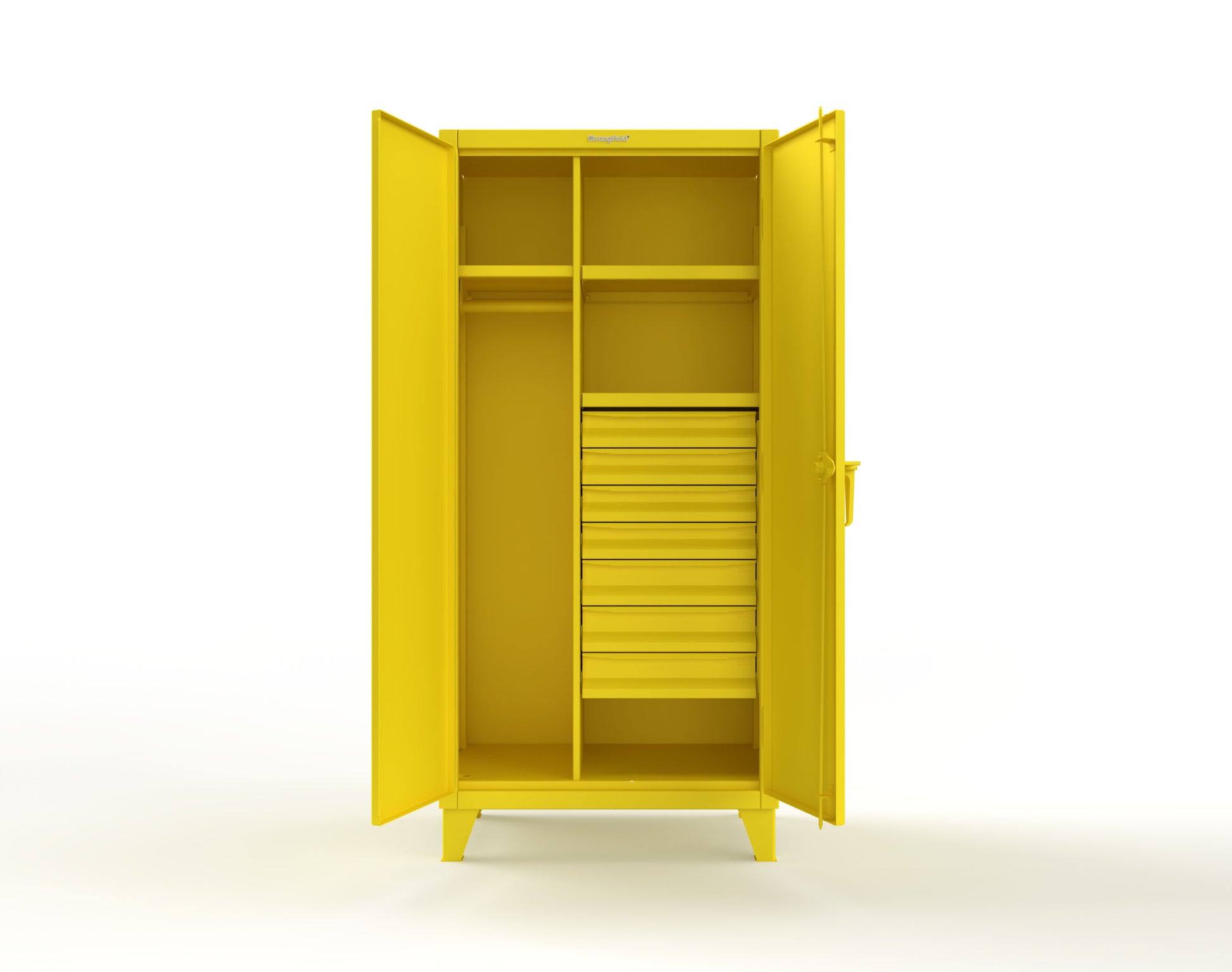 Extreme Duty 12 GA Uniform Cabinet with 7 Drawers, 3 Shelves - 36 In. W x 24 In. D x 78 In. H - 36-W-243-7DB-1021
