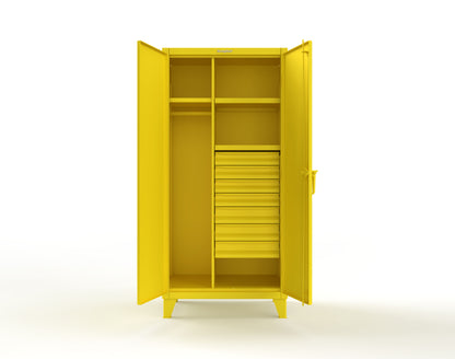 Extreme Duty 12 GA Uniform Cabinet with 7 Drawers, 3 Shelves - 36 In. W x 24 In. D x 78 In. H - 36-W-243-7DB-1021