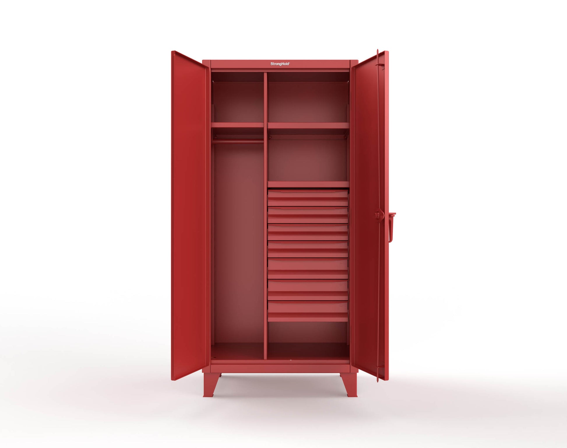 Extreme Duty 12 GA Uniform Cabinet with 7 Drawers, 3 Shelves - 36 In. W x 24 In. D x 78 In. H - 36-W-243-7DB-3001