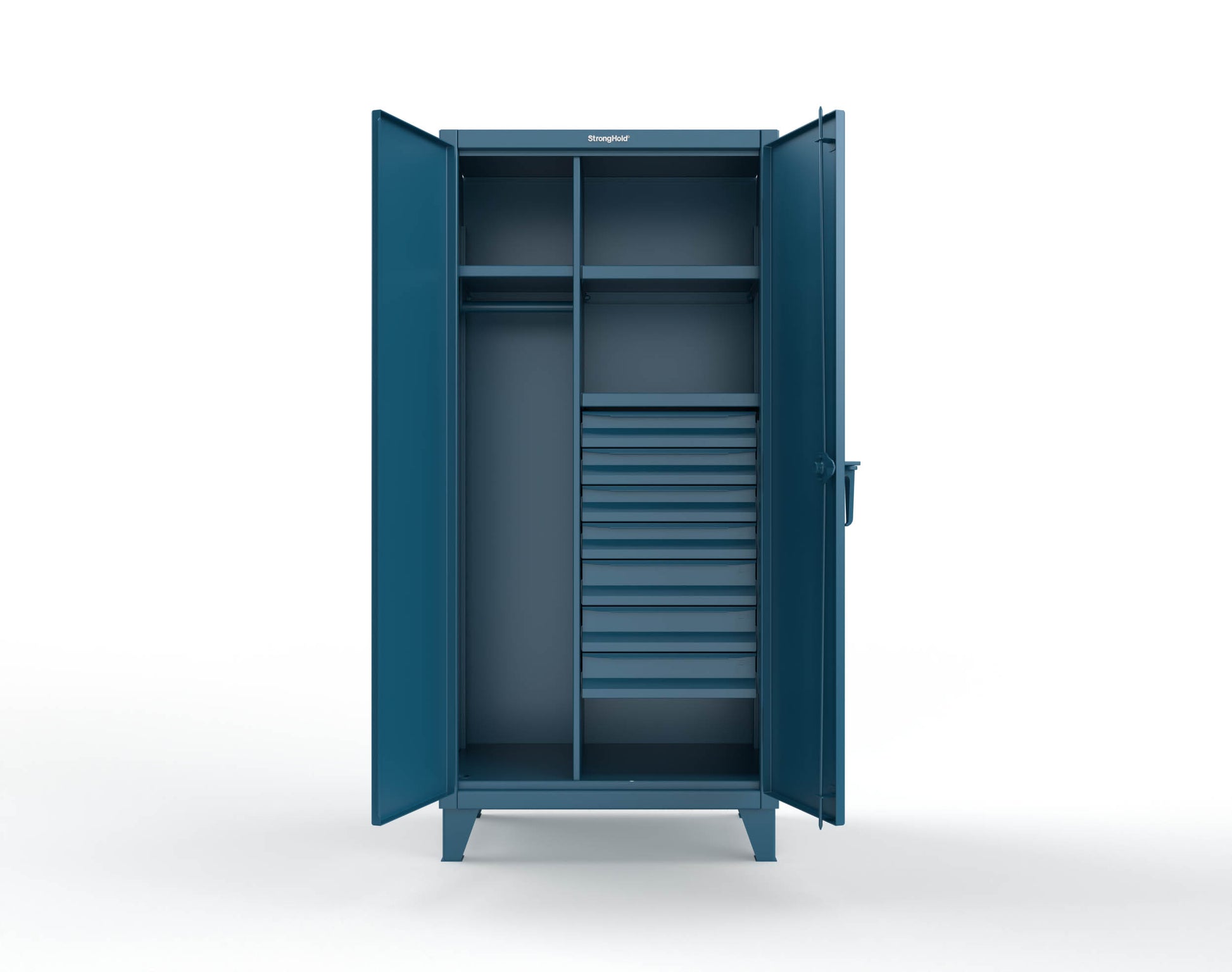 Extreme Duty 12 GA Uniform Cabinet with 7 Drawers, 3 Shelves - 36 In. W x 24 In. D x 78 In. H - 36-W-243-7DB-5001