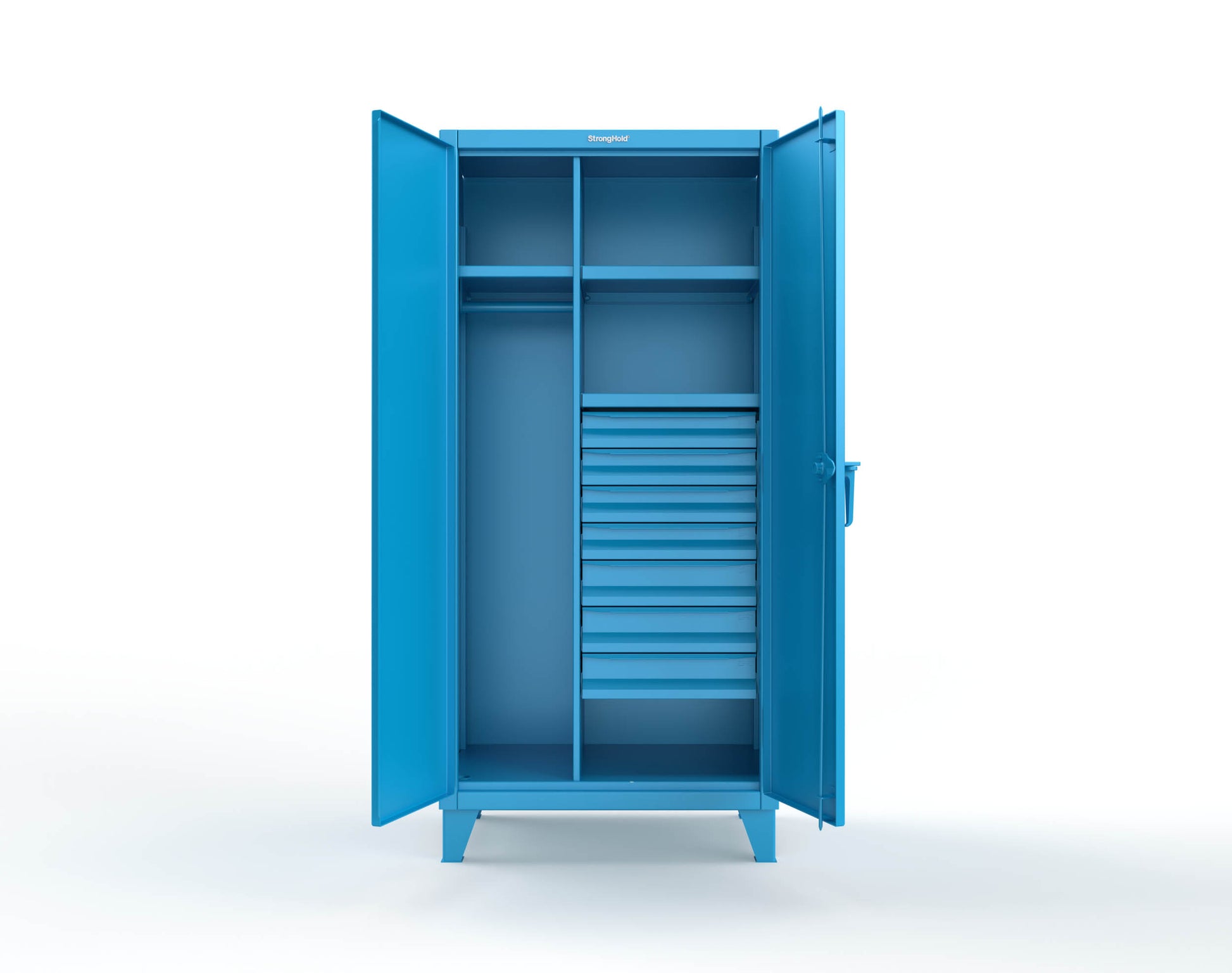 Extreme Duty 12 GA Uniform Cabinet with 7 Drawers, 3 Shelves - 36 In. W x 24 In. D x 78 In. H - 36-W-243-7DB-5012
