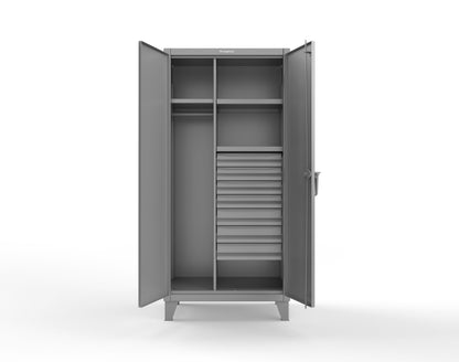 Extreme Duty 12 GA Uniform Cabinet with 7 Drawers, 3 Shelves - 36 In. W x 24 In. D x 78 In. H - 36-W-243-7DB-7037