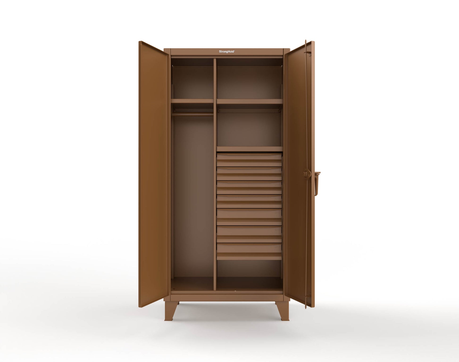 Extreme Duty 12 GA Uniform Cabinet with 7 Drawers, 3 Shelves - 36 In. W x 24 In. D x 78 In. H - 36-W-243-7DB-8008