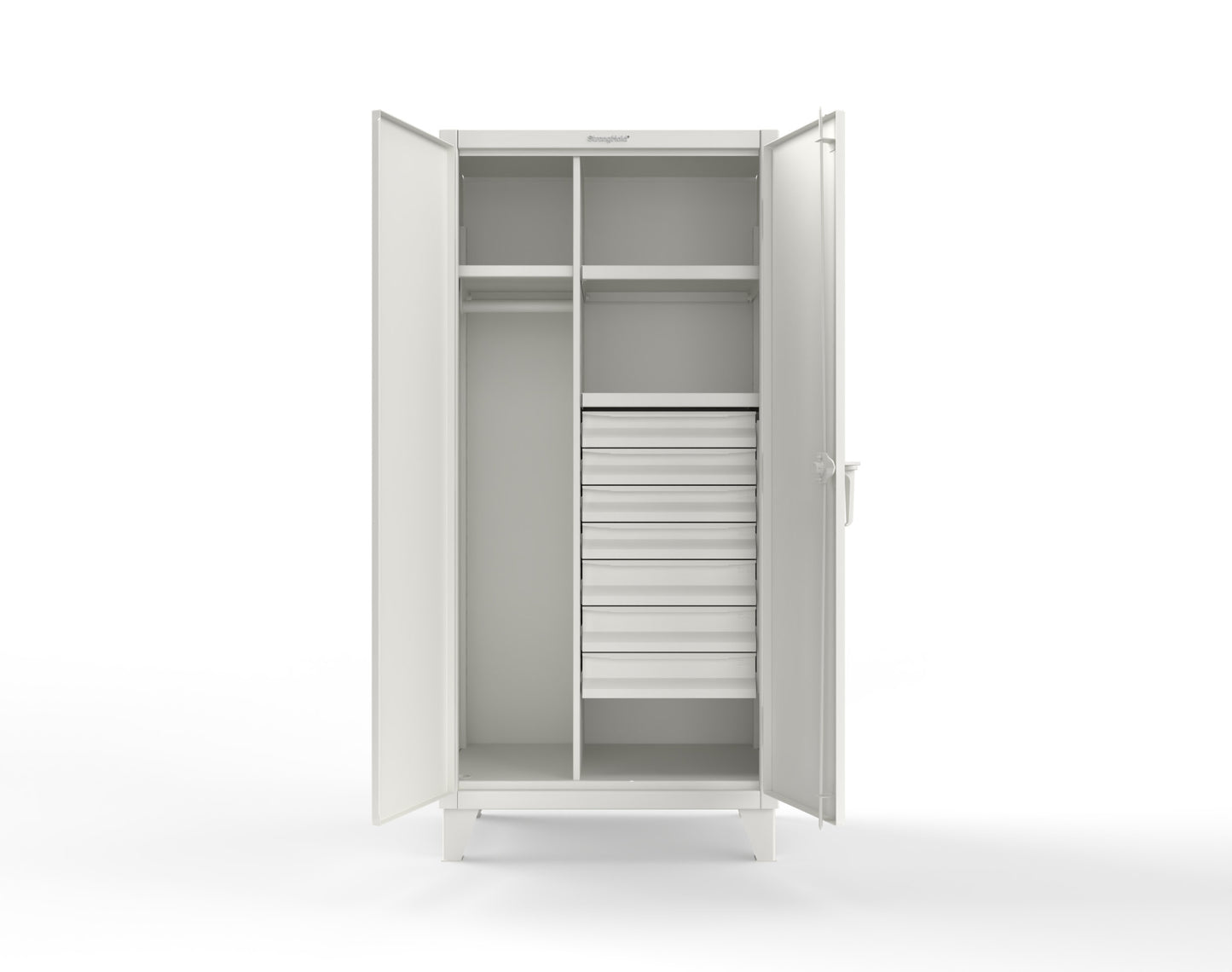 Extreme Duty 12 GA Uniform Cabinet with 7 Drawers, 3 Shelves - 36 In. W x 24 In. D x 78 In. H - 36-W-243-7DB-9003