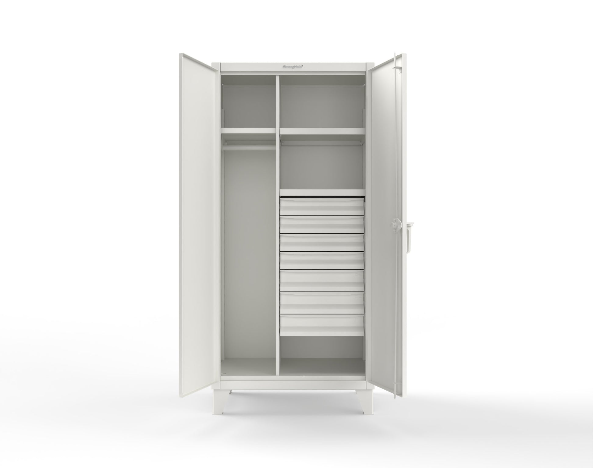 Extreme Duty 12 GA Uniform Cabinet with 7 Drawers, 3 Shelves - 36 In. W x 24 In. D x 78 In. H - 36-W-243-7DB-9003