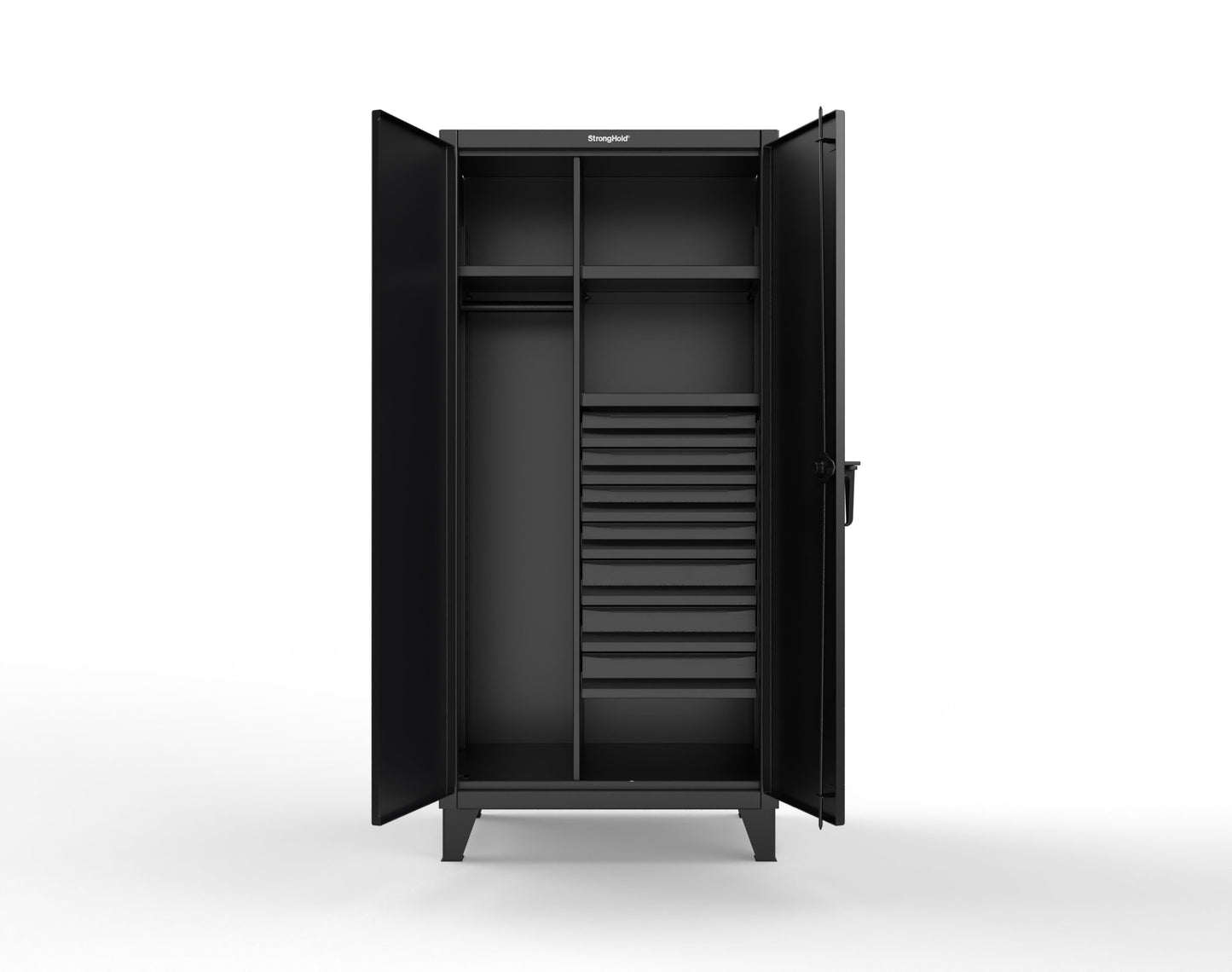 Extreme Duty 12 GA Uniform Cabinet with 7 Drawers, 3 Shelves - 36 In. W x 24 In. D x 78 In. H - 36-W-243-7DB-9005