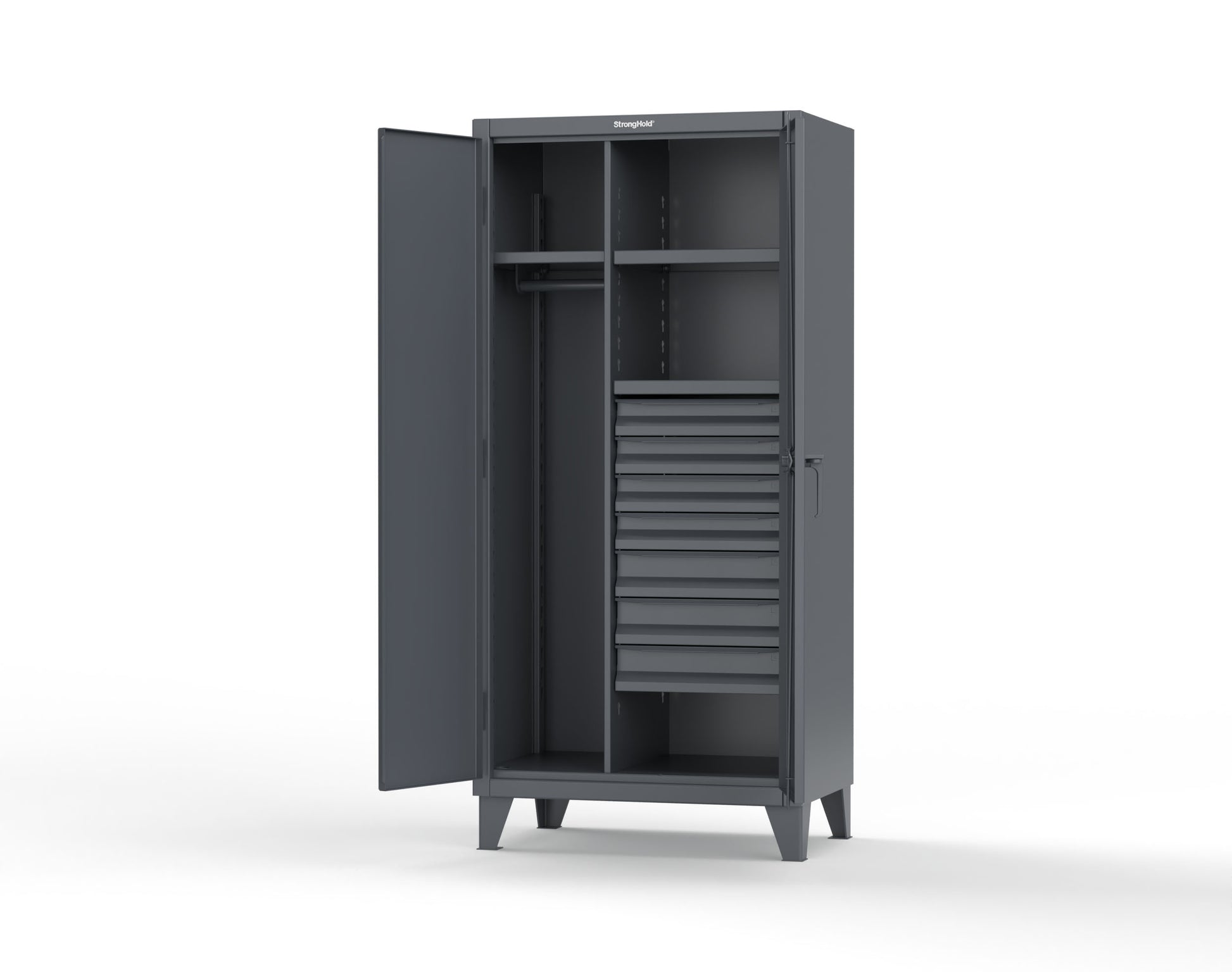 Extreme Duty 12 GA Uniform Cabinet with 7 Drawers, 3 Shelves - 36 In. W x 24 In. D x 78 In. H - 36-W-243-7DB-7024
