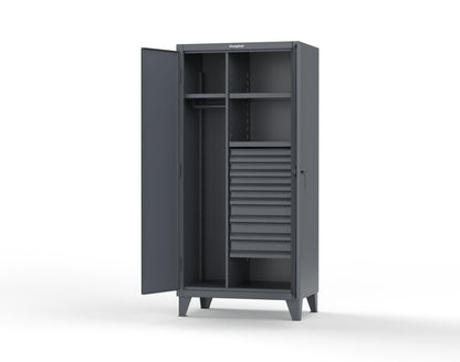 Extreme Duty 12 GA Uniform Cabinet with 7 Drawers, 3 Shelves - 36 In. W x 24 In. D x 78 In. H - 36-W-243-7DB-7024