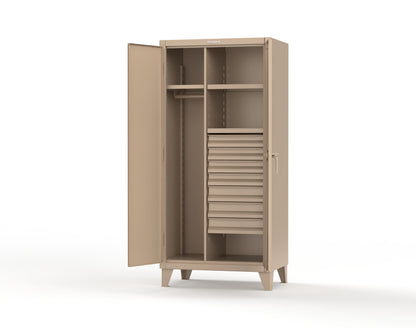 Extreme Duty 12 GA Uniform Cabinet with 7 Drawers, 3 Shelves - 36 In. W x 24 In. D x 78 In. H - 36-W-243-7DB-1019