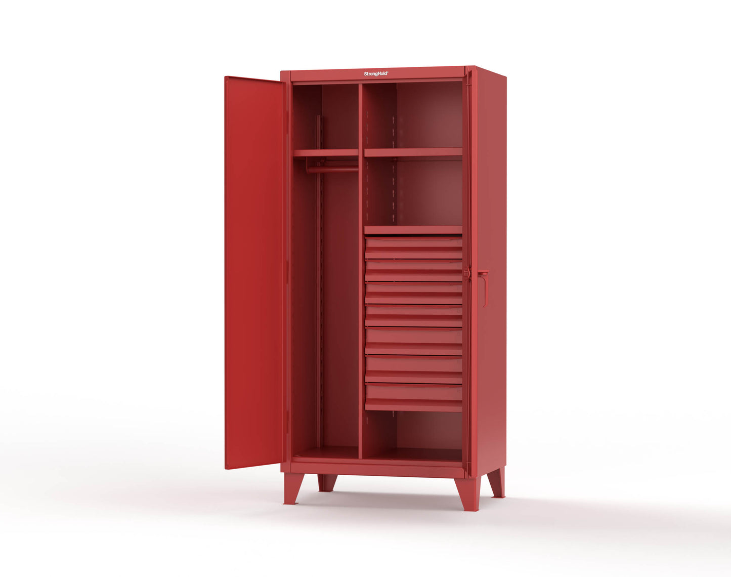 Extreme Duty 12 GA Uniform Cabinet with 7 Drawers, 3 Shelves - 36 In. W x 24 In. D x 78 In. H - 36-W-243-7DB-3001