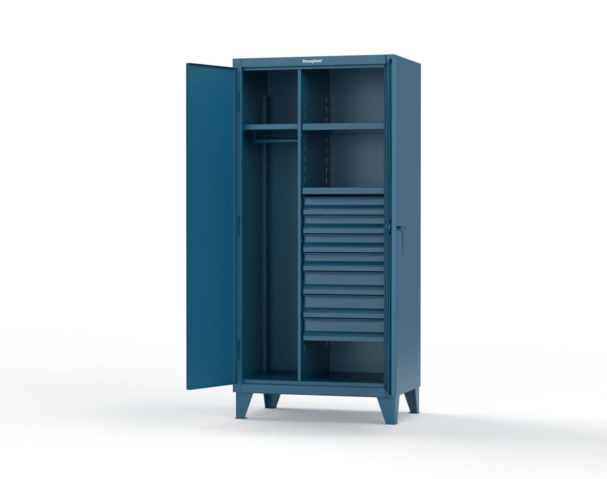 Extreme Duty 12 GA Uniform Cabinet with 7 Drawers, 3 Shelves - 36 In. W x 24 In. D x 78 In. H - 36-W-243-7DB-5001