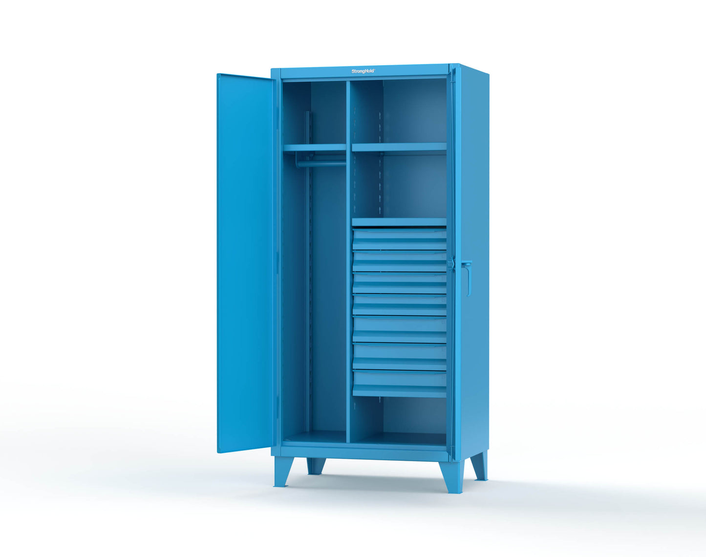Extreme Duty 12 GA Uniform Cabinet with 7 Drawers, 3 Shelves - 36 In. W x 24 In. D x 78 In. H - 36-W-243-7DB-5012