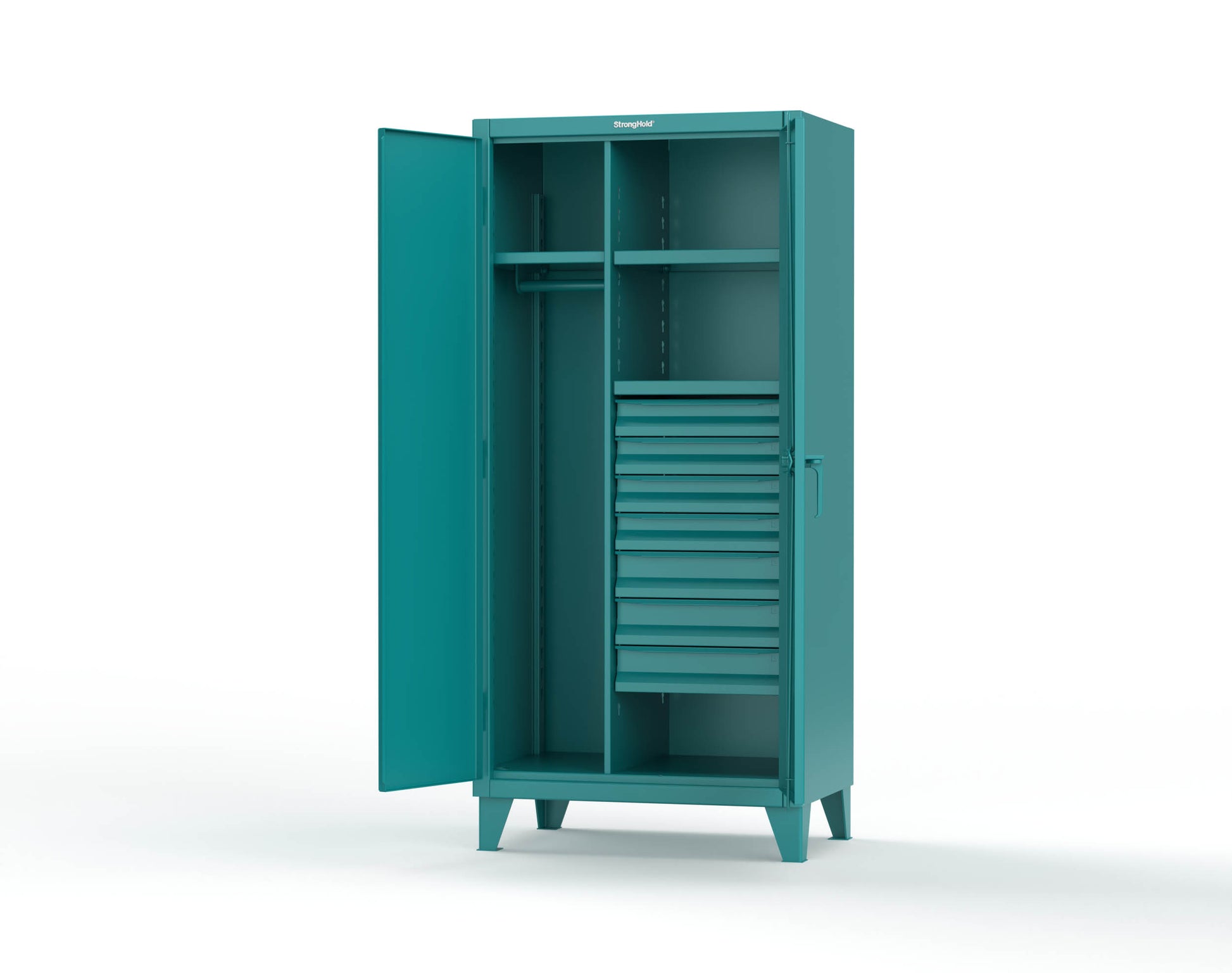 Extreme Duty 12 GA Uniform Cabinet with 7 Drawers, 3 Shelves - 36 In. W x 24 In. D x 78 In. H - 36-W-243-7DB-5021